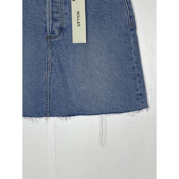 NWT Rollas Womens‎ Classic Denim Mini Skirt Size 24 Pockets Raw Hem Vanessa Blue - Picture 5 of 16